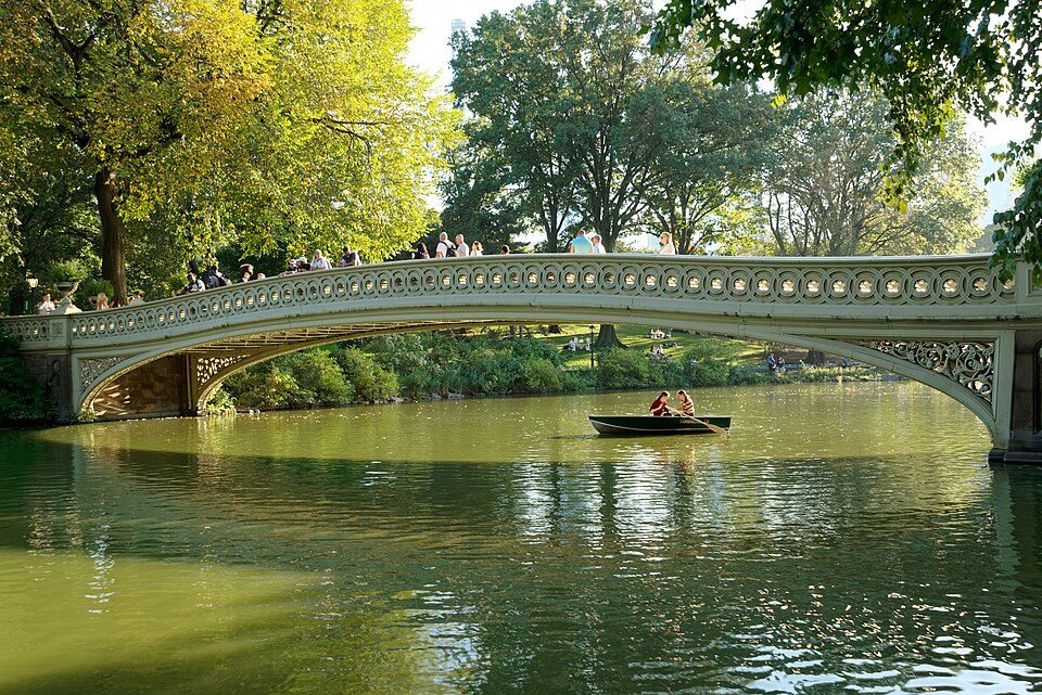 Bow Bridge and the lake in Central Park.